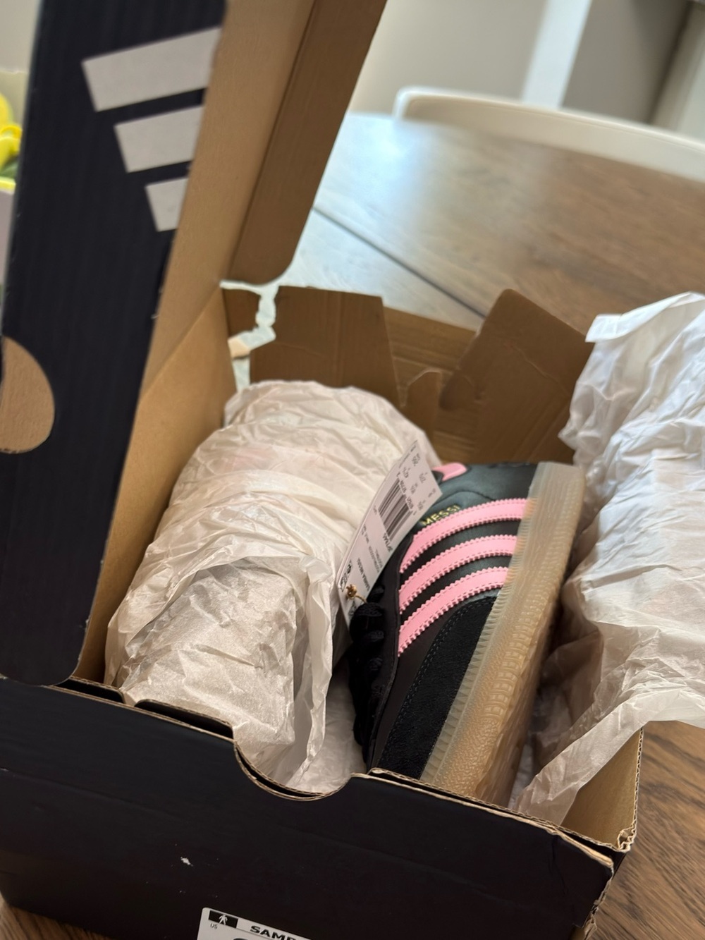 Adidas Lionel Messi x Samba Inter Miami CF Black Pink Leather Sneakers Men’s 9 - Picture 7 of 8